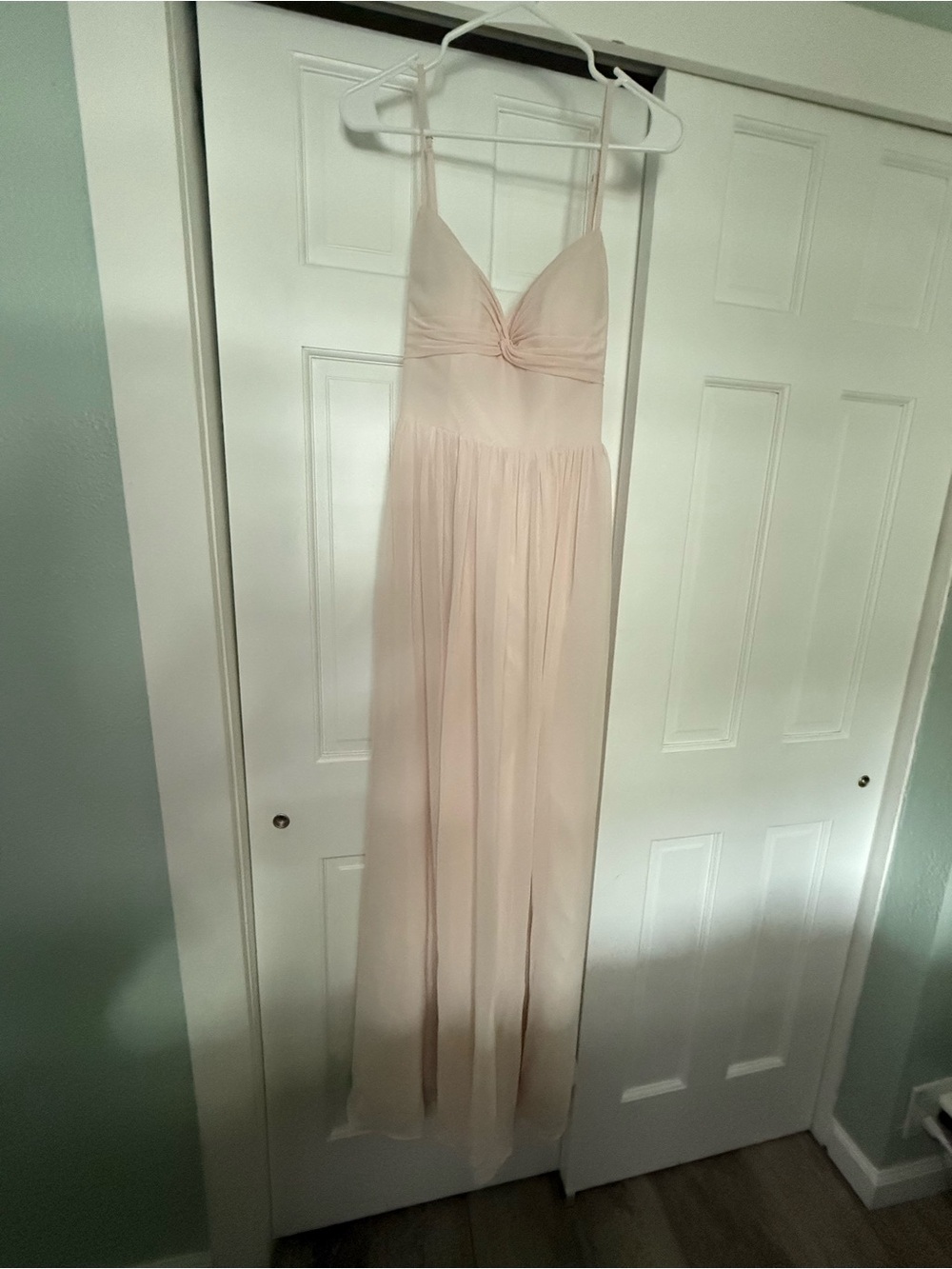 Azazie Blush Spaghetti-Strap Maxi Gown